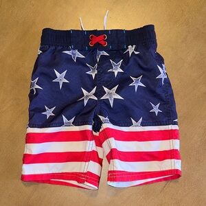 Cat & Jack Navy, Red & White Star Stripe Swim Shorts